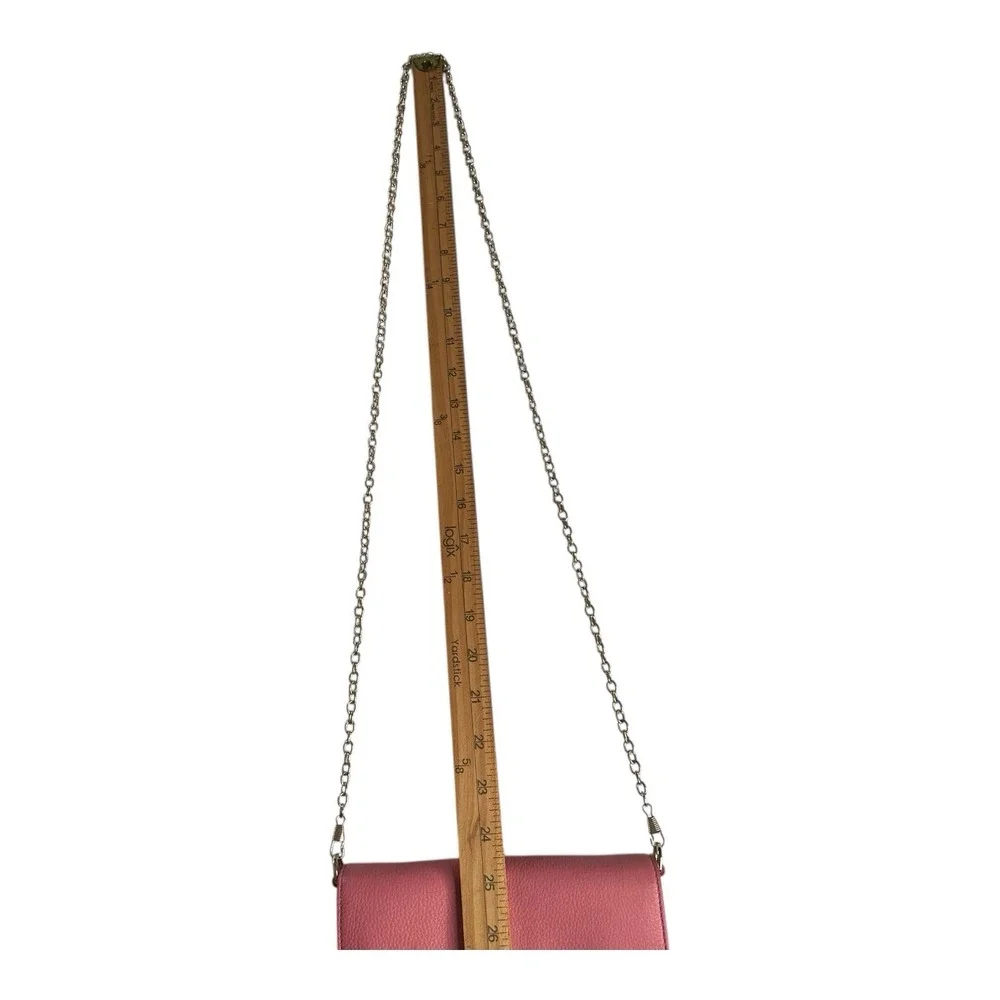 Without Tory Burch Robinson Dark  Pink Leather Chain Wallet Gold Hardware